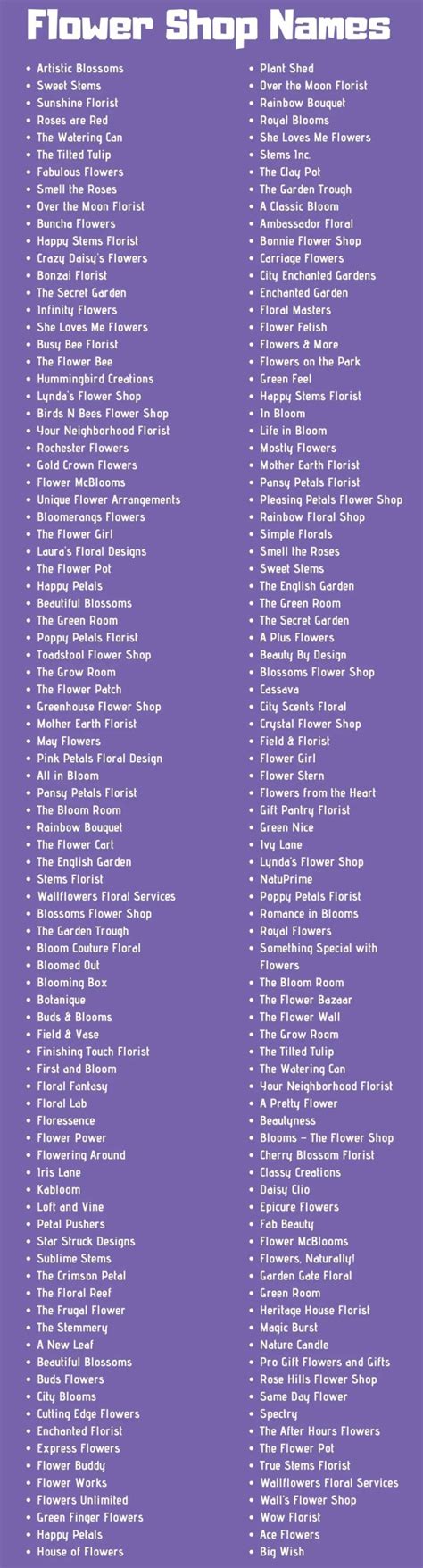 473 Flower Shop Names Ideas And Suggestions