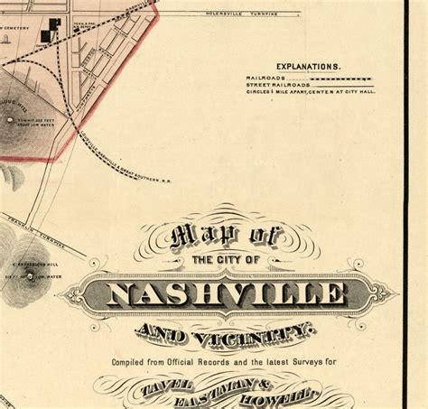 Old Map Of Nashville Tennessee 1877 Vintage Map Wall Map Print