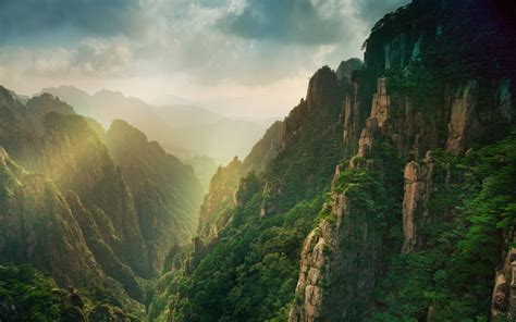 Wallpaper Sunlight Landscape Forest Mountains China Nature