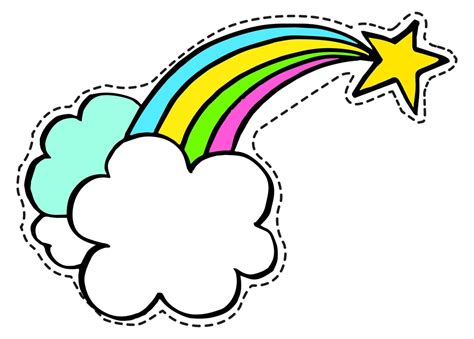 Rainbow With Clouds And Shooting Star Sticker 17716842 Vector Art At