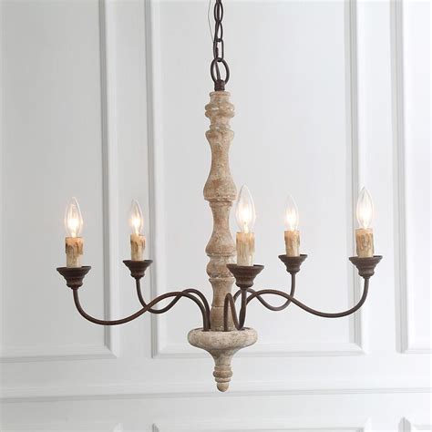 Simple Wooden Chandelier 5 Lights Country Chandelier French