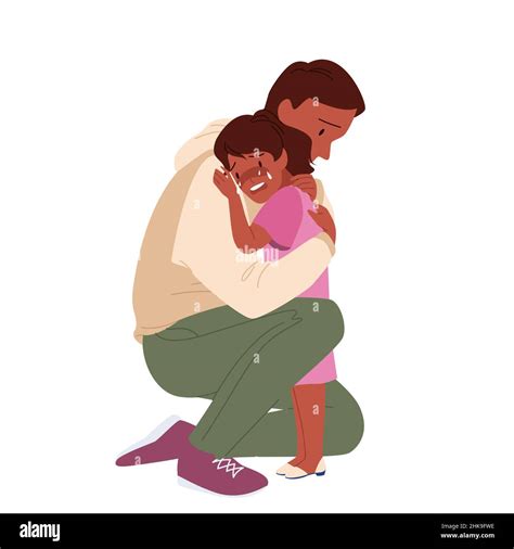 sad father consoling girl stock vector images alamy