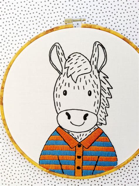 Hand Embroidery PDF Pattern. Horse in Stripes Design Digital | Etsy in ...