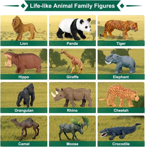 Safari Animal Toys Figures 12 Pcs Realistic Jumbo Wild Jungle Animals