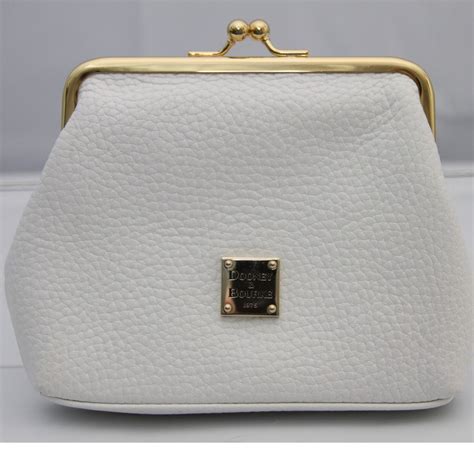 Dooney And Bourke Leather Coin Purse With Kiss Lock Closure White W160