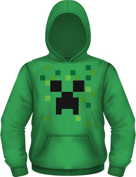 Minecraft Boys Video Game Hoodie Black And Green Creeper Face