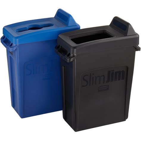 Rubbermaid Slim Jim 16 Gallon 2 Stream Recycle Station With Label Kit