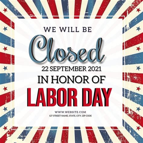Copy Of Labor Day Shop Closed Notice Template Postermywall