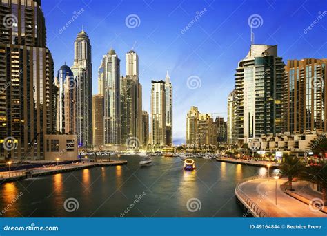 Cityscape Of Dubai At Night United Arab Emirates Stock Photo Image