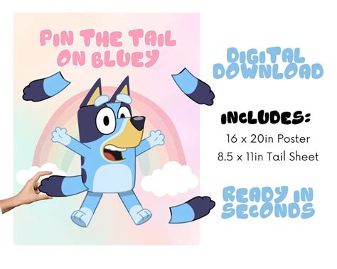 Bluey Pin The Tail On Bluey Party Favors Bluey Birthday Party Etsy