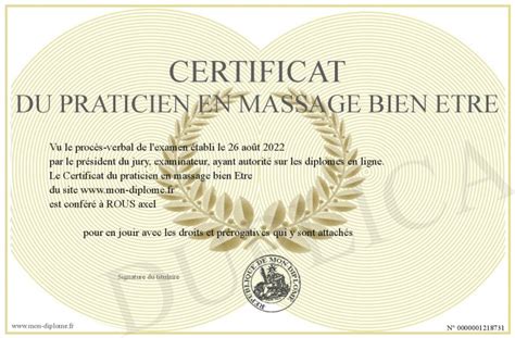 certificat du praticien en massage bien etre