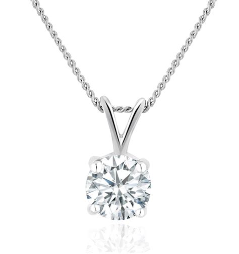 Lab Diamond Solitaire Pendant Necklace 050ct Hsi In 9k White Gold