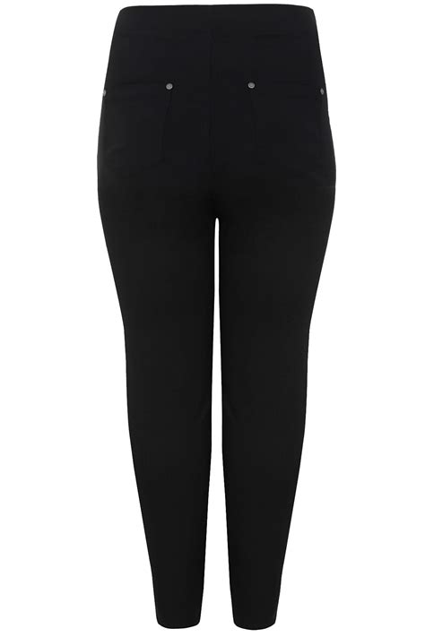Black Stretch Slim Fit Trousers With Elasticated Waistband Plus Size 16 To 36 Yours Clothing