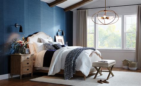 Many blues combine to make this bedroom come together. Blue Bedroom Ideas - The Home Depot