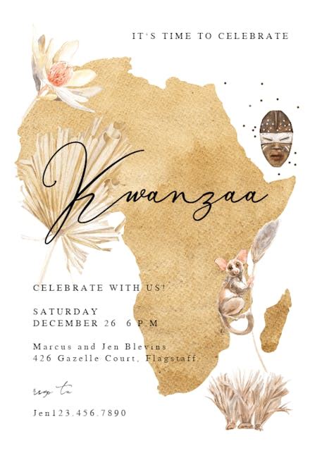 Africa Kwanzaa Invitation Template Free Greetings Island