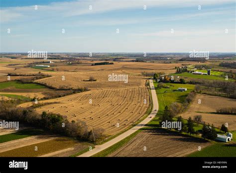 Aerial Photograph Of Harvested Fields In Rural Southwest Wisconsin