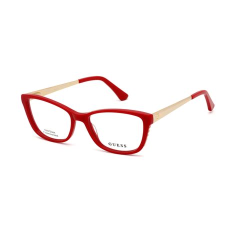 Guess Ladies Red Rectangular Eyeglass Frames Gu272106652