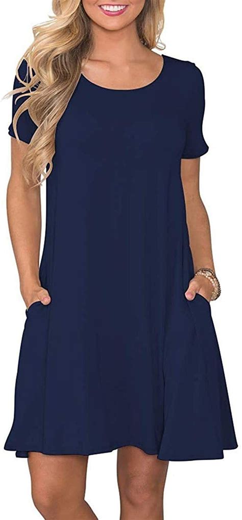 Womens Casual Summer T Shirt Dresses Short Sleeve Swing Dress With Pockets 1000 In 2020