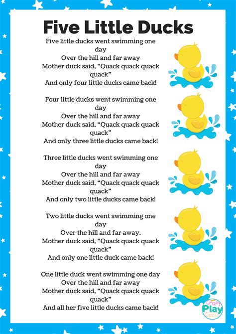 Five Little Ducks Song And Activity Ideas Craft Play Learn