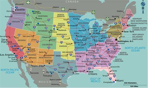 Carte des USA Etats Unis Cartes du relief villes administratives politiques états