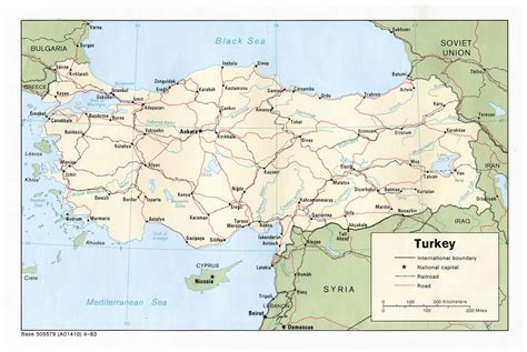 Detailed Political Map Of Turkey With Roads Railroads And Major Cities