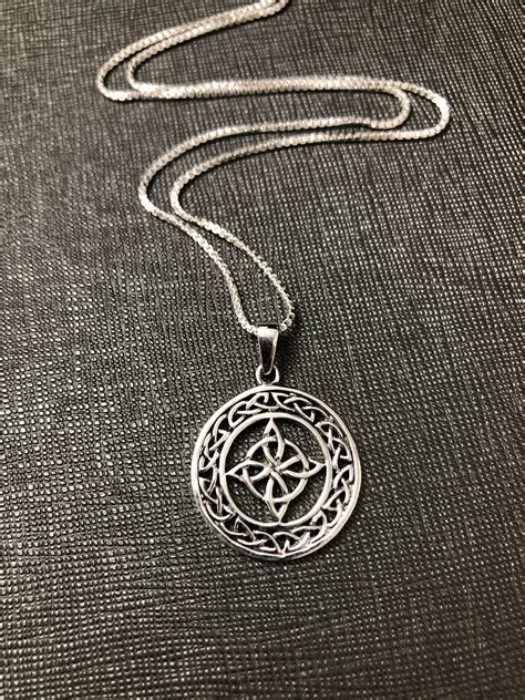 Celtic Knot Eternity Necklace With 18 Inch Box Chain In Sterling Silver