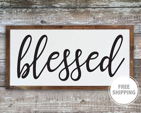 Large Blessed Wood Wall Sign Farmhouse Wall Signs Blessed Etsy
