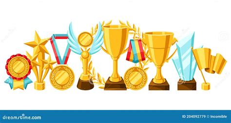 Awards And Trophy Illustration Stock Vector Illustration Of Bowl