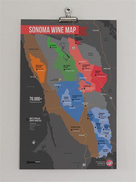 Usa California North Coast Wine Map Guía De Vinos Etiquetas De
