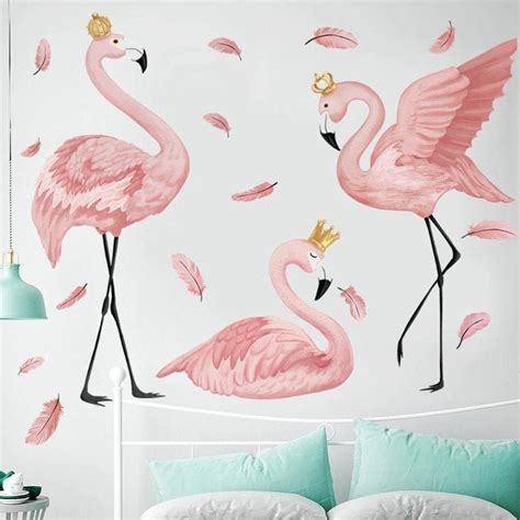 Flamingo Wall Decals Cartoon Wall Sticker Home Decor Living Etsy
