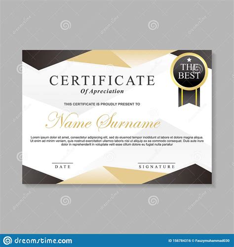 Modern Certificate Template Design With Gold White And Black Color
