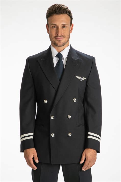 Men S Pilot Uniform Double Breasted Jacket Black Armstrong Aviation Clothing