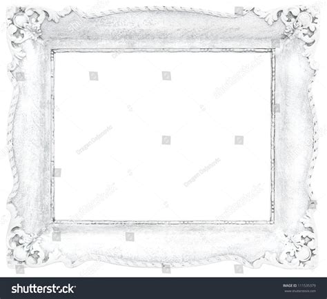 White Baroque Frame Isolated On White Background Clipping Paths
