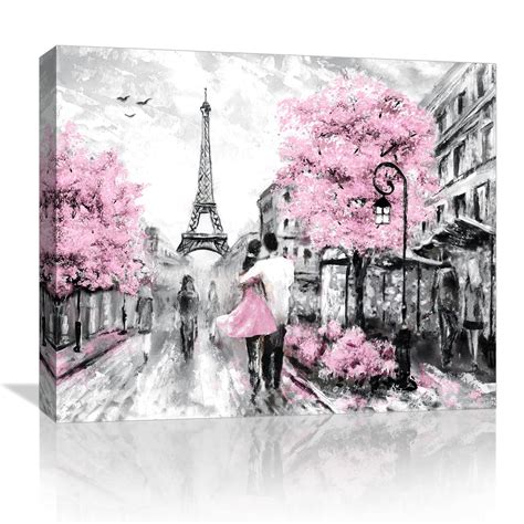 Buy Pink Paris Wall Decor For Bedroom Bathroom Black And White Wall Art