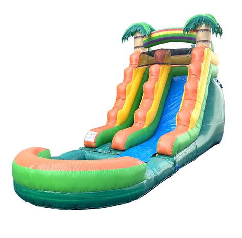 Pogo Bounce House Crossover Kids Inflatable Water Slide Tropical With