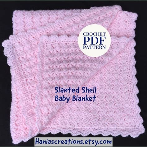Baby Blanket Pattern Slanted Shell Stitch Crochet Baby Blanket Etsy