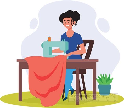 Art And Crafts Clipart Woman Sewing With Machine Clipart