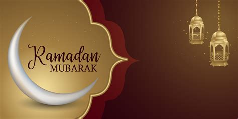 Ramadan Kareem Gold Frame And Glowing Lanterns Banner 954142 Vector Art
