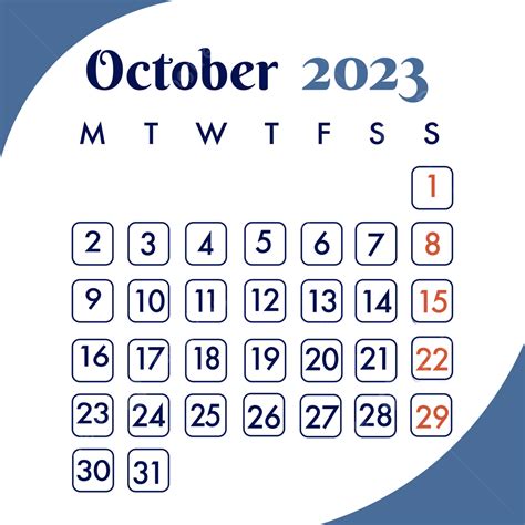 Gambar Kalender Oktober 2023 Kalender 2023 Oktober 2023 2023 Png