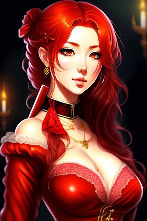 Lexica Anime Drawing Of Sexy Victorian Girl With Red Hair