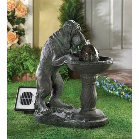 Another easy to get ahold of option for making your own homemade water fountain for the backyard is the diy urn fountain idea. Thirsty Dog Solar Fountain | Dog sculpture, Diy fountain ...