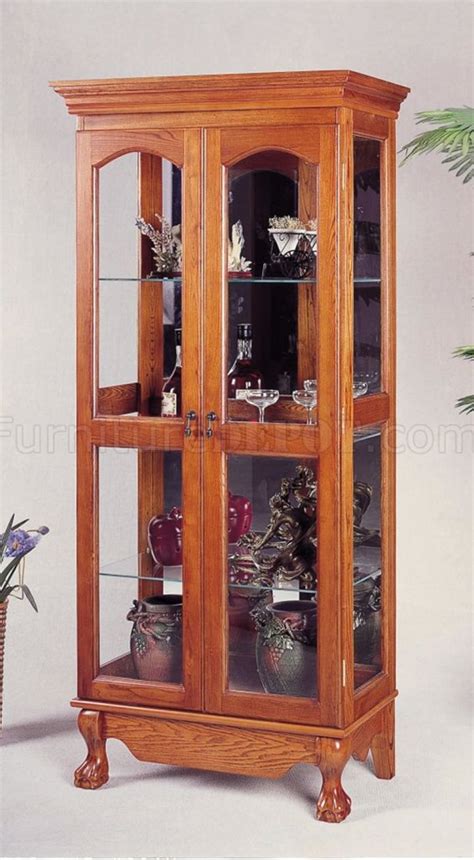 Check spelling or type a new query. Double Door Solid Oak Finish Elegant Curio Cabinet