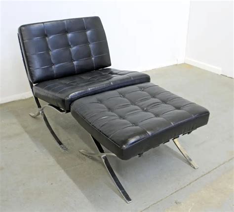 Mid Century Modern Barcelona Style Leather Chrome Lounge Chair And Ottoman For Sale At 1stdibs