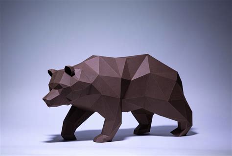 Bear Paper Craft Digital Template Origami Pdf Download Diy Low Poly