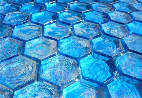 Blue Hexagon Mosaic Tiles 25 Glass 1 Inch Iridescent Tiles