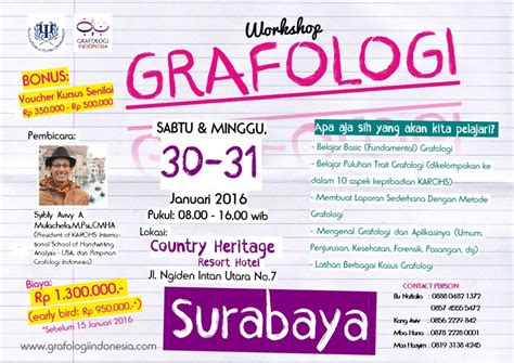 Brosur Workshop Grafologi Surabaya Jan 16 Lkp Grafologi Indonesia