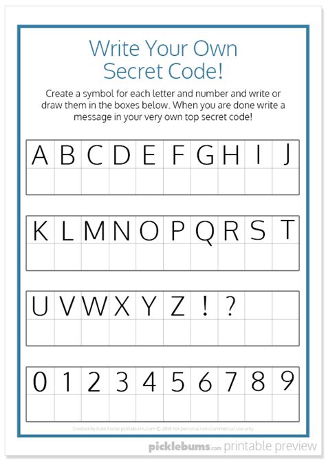 Free Secret Code Printables Printable Templates