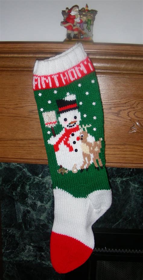 Knitted Christmas Stocking Kit Frosty Etsy Knitted Christmas