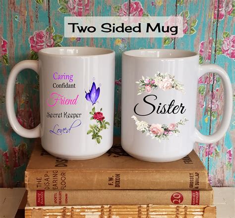 Beautiful Sister T Coffee Mug W Rose Butterfly And Sentiments