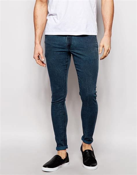 Lyst Asos Extreme Super Skinny Jeans With Coated Marble Effect In Gray For Men